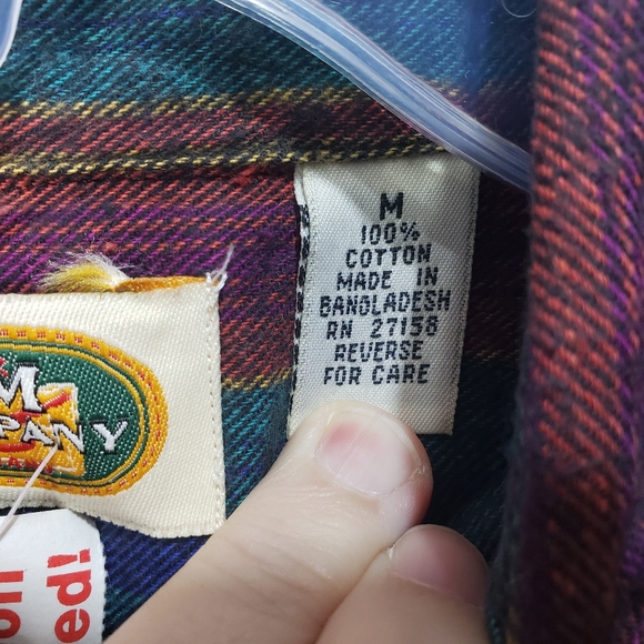 Vintage Deadstock NWT CM Company Flannel Button Up Shirt Size Medium Western. - Picture 5 of 8